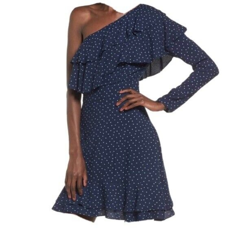 WAYF Polka Dot One Shoulder Dress Size S